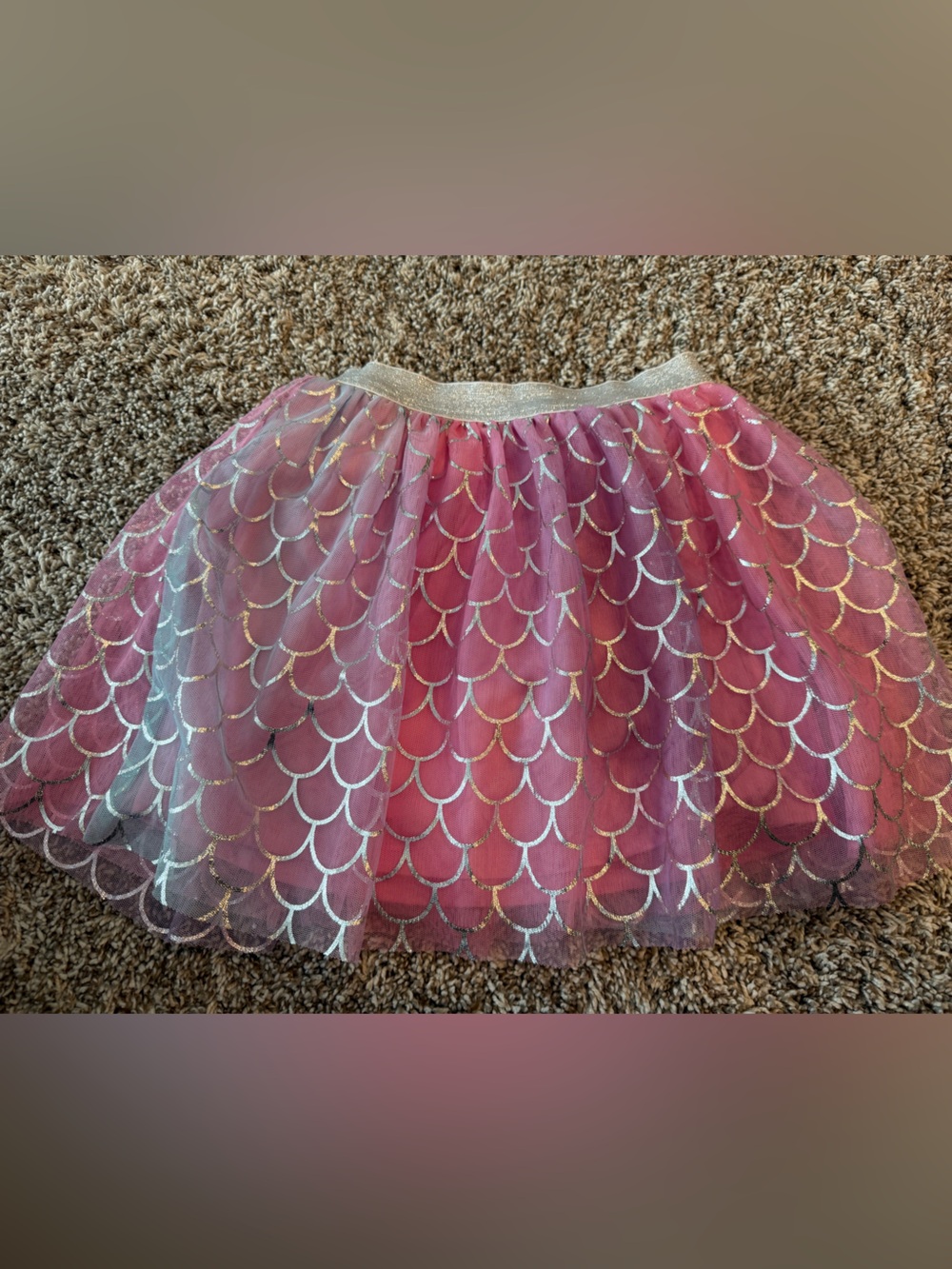 Disney Pink Tulle Skirt with Gold Mermaid Scale Detail